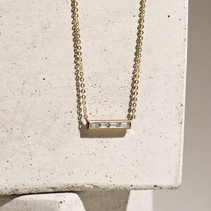 14k Yellow Gold Diamond Baguette Bar Necklace (Shane Co.)